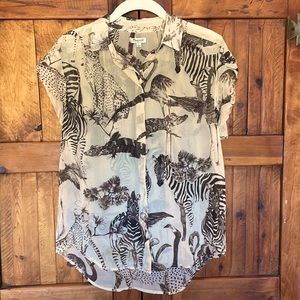 Madewell Silk Safari Print Top